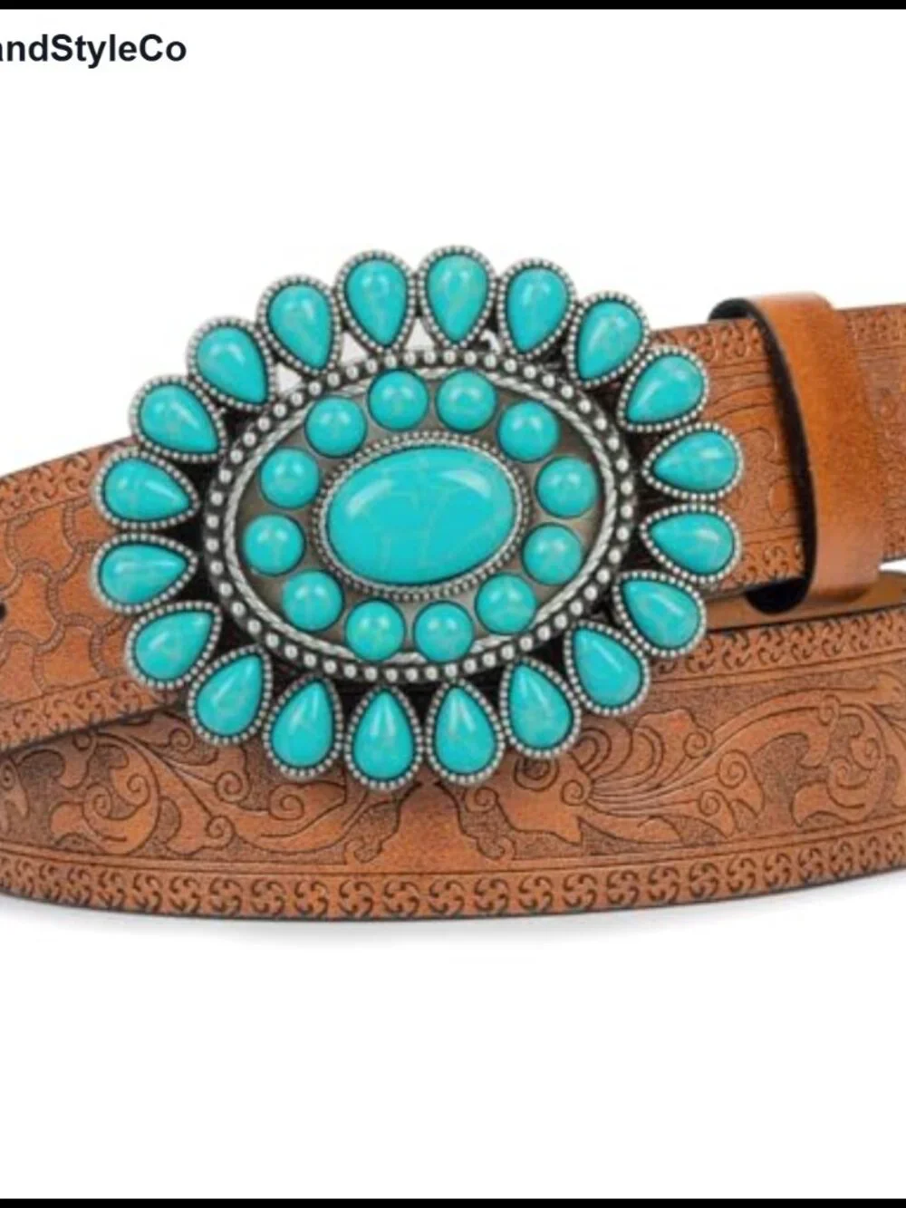 Western Cowgirl Belt Embossed Floral PU Leather